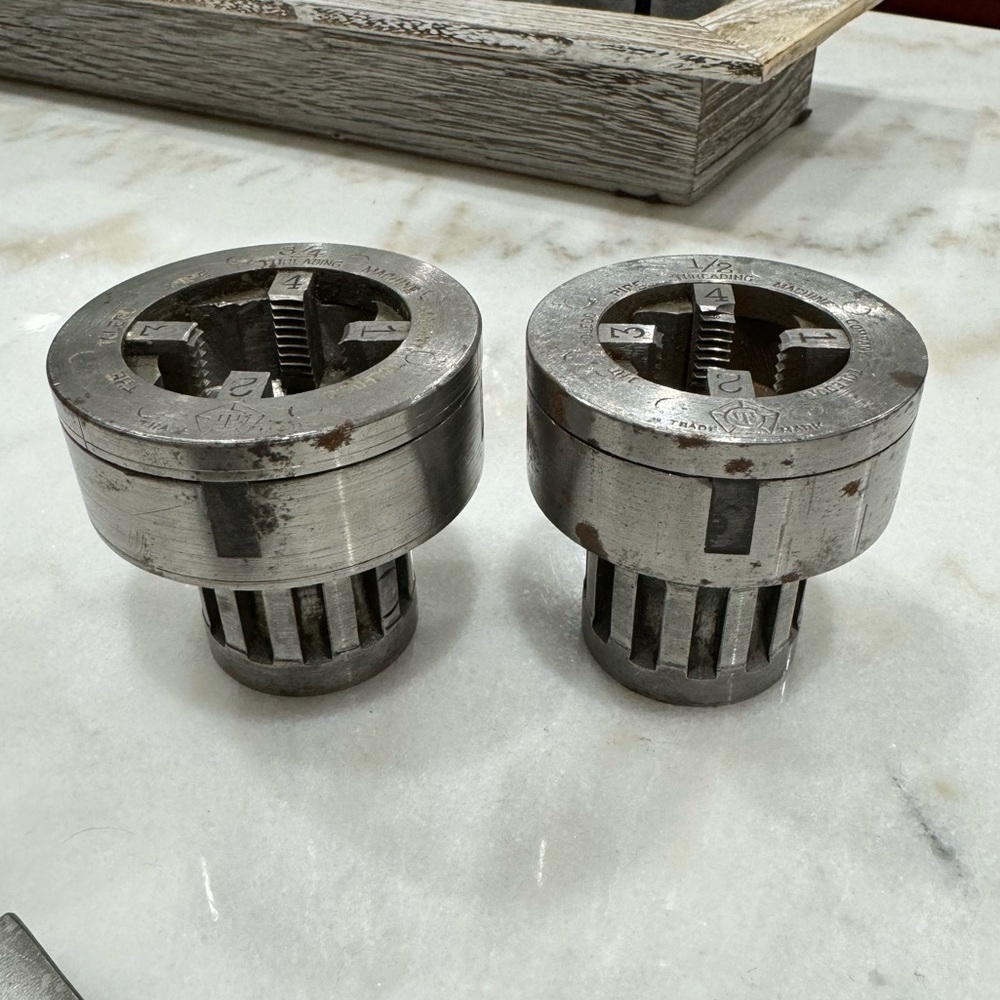Toledo Pipe Threading Machine Co. 1/2" & 3/4" Vintage Dies "Great Condition"